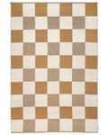 Checked Yellow/Natural handwoven wool rug