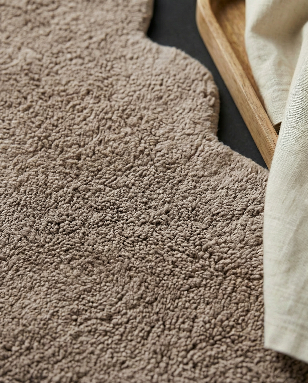 CLAM BATH MAT, COTTON, BEIGE