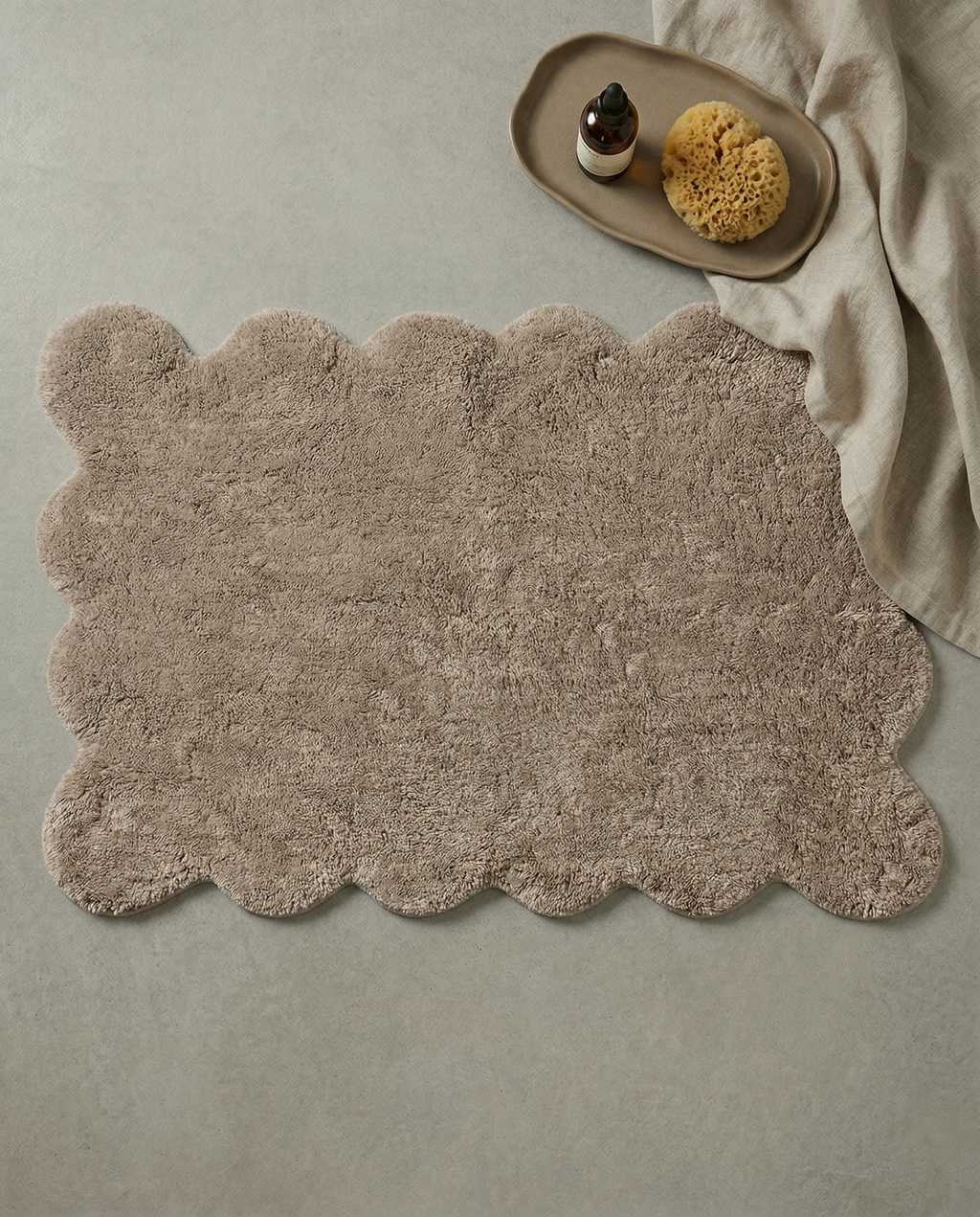 CLAM BATH MAT, COTTON, BEIGE