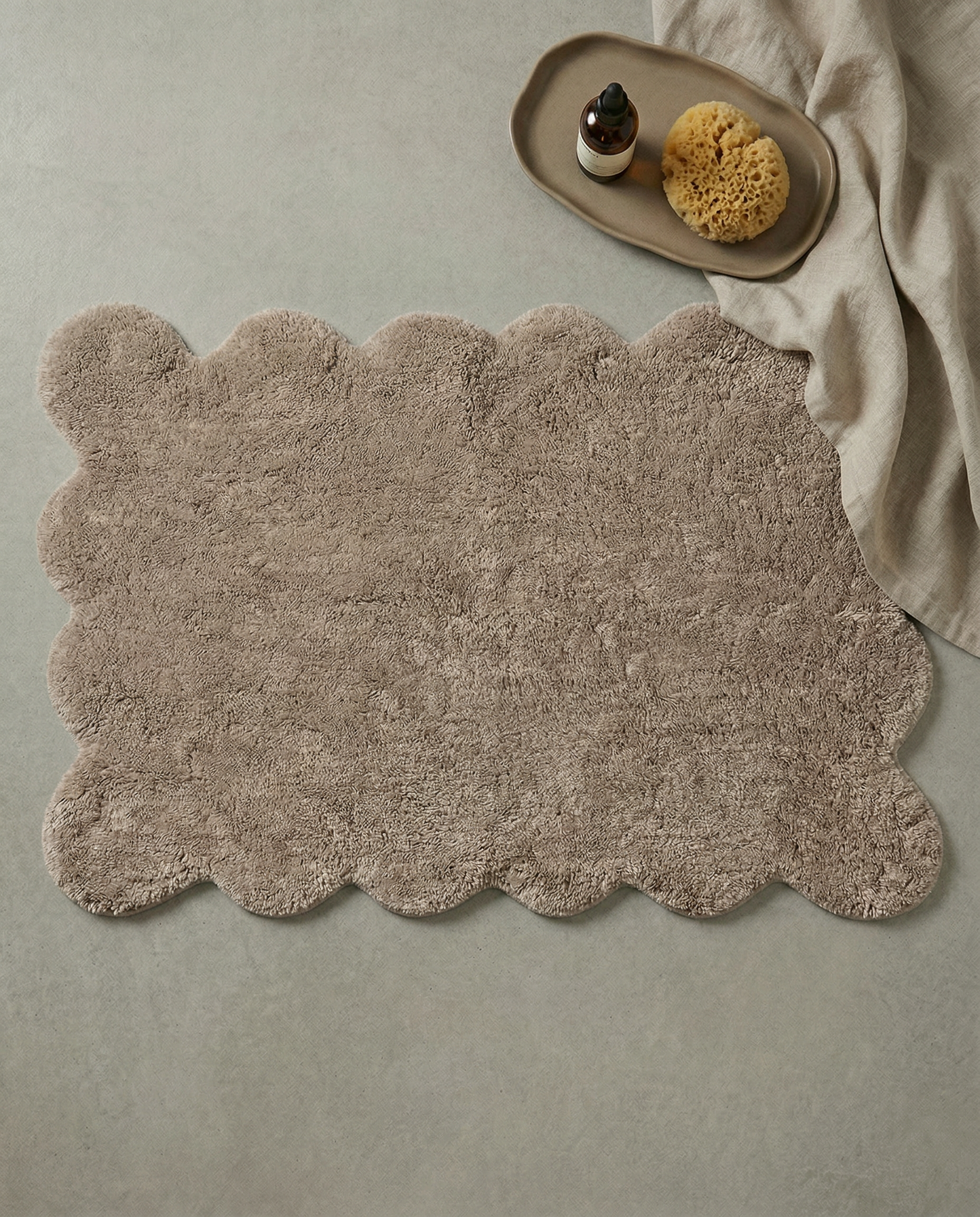 CLAM BATH MAT, COTTON, BEIGE