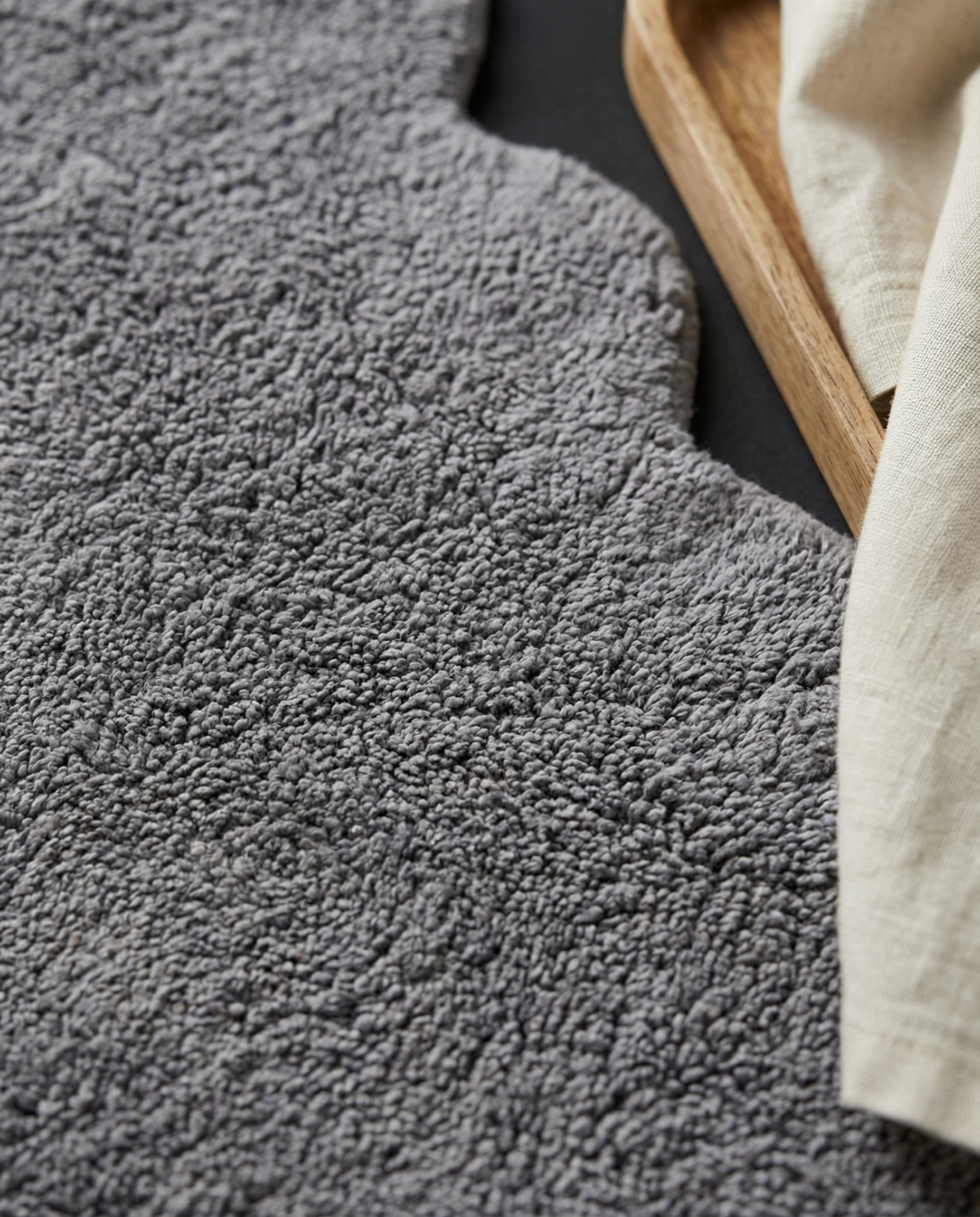 CLAM BATH MAT, COTTON, GREY