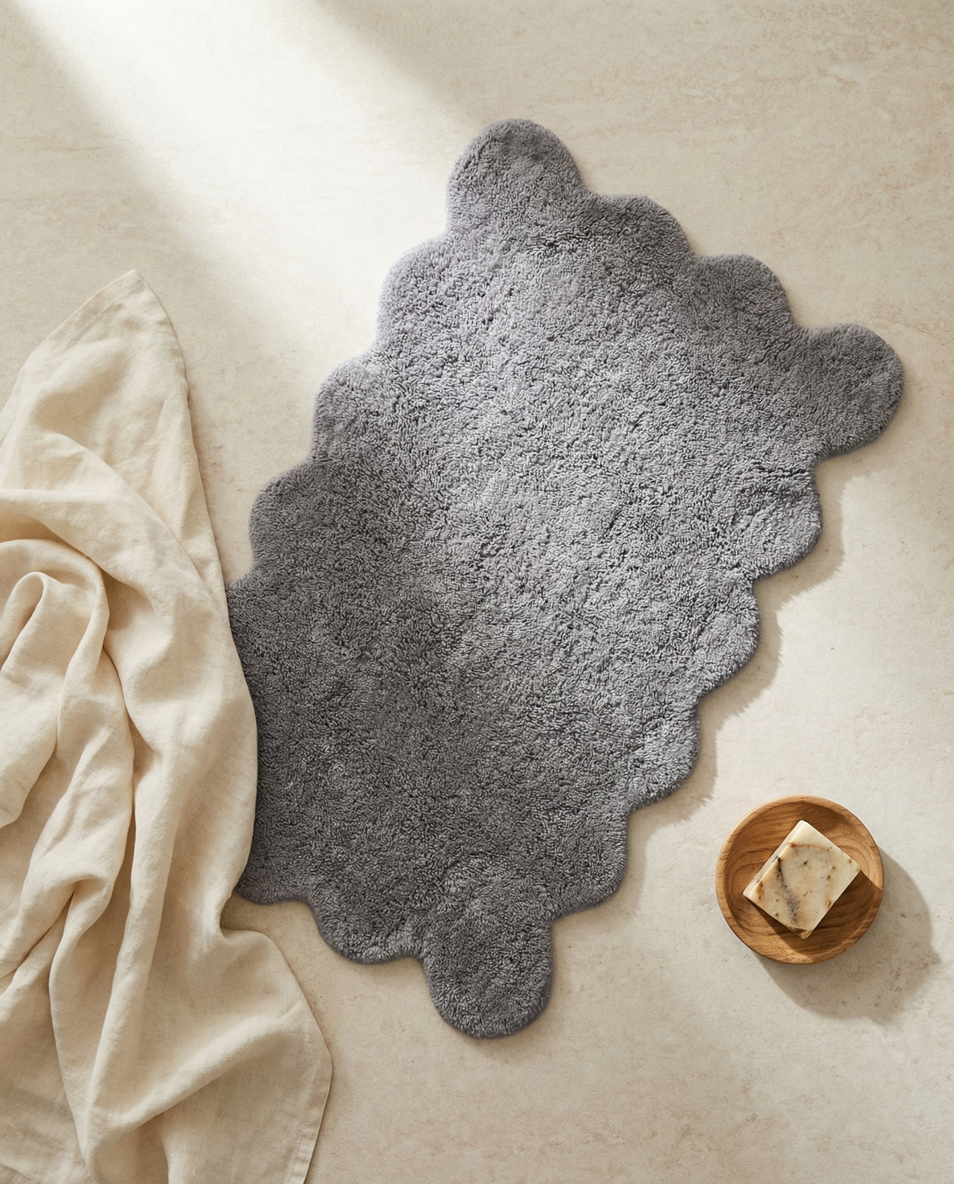 CLAM BATH MAT, COTTON, GREY