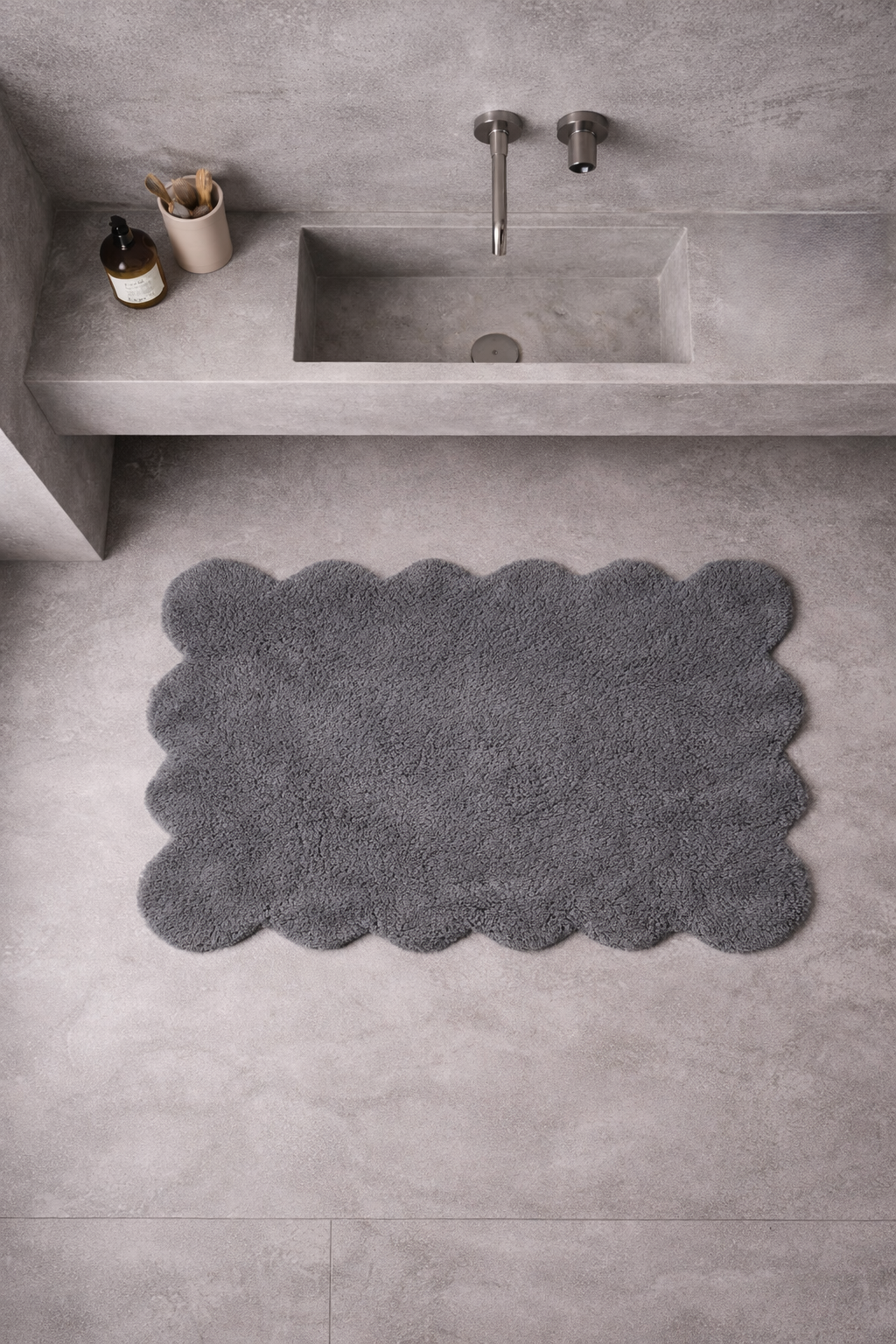 CLAM BATH MAT, COTTON, GREY