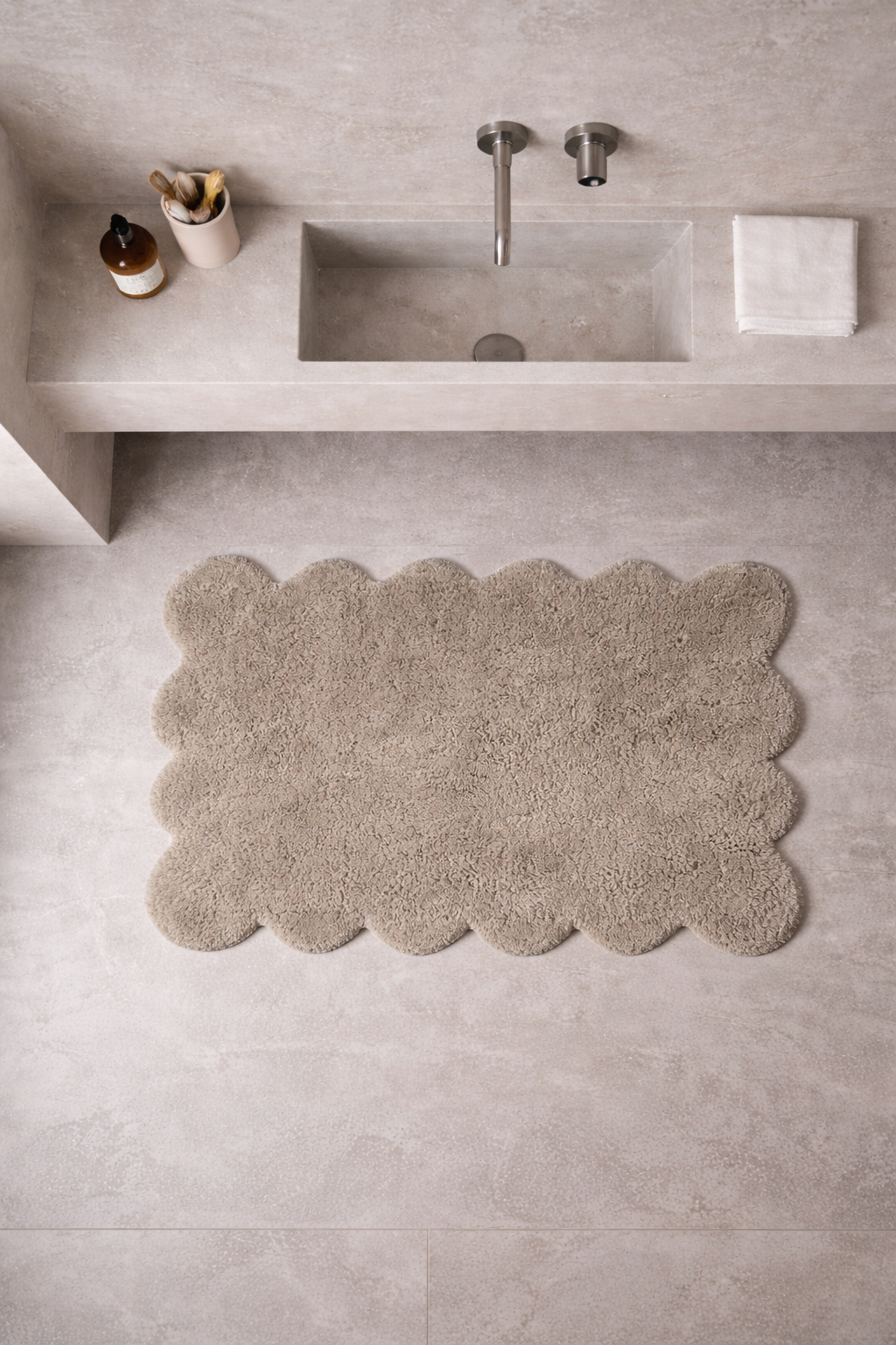CLAM BATH MAT, COTTON, BEIGE