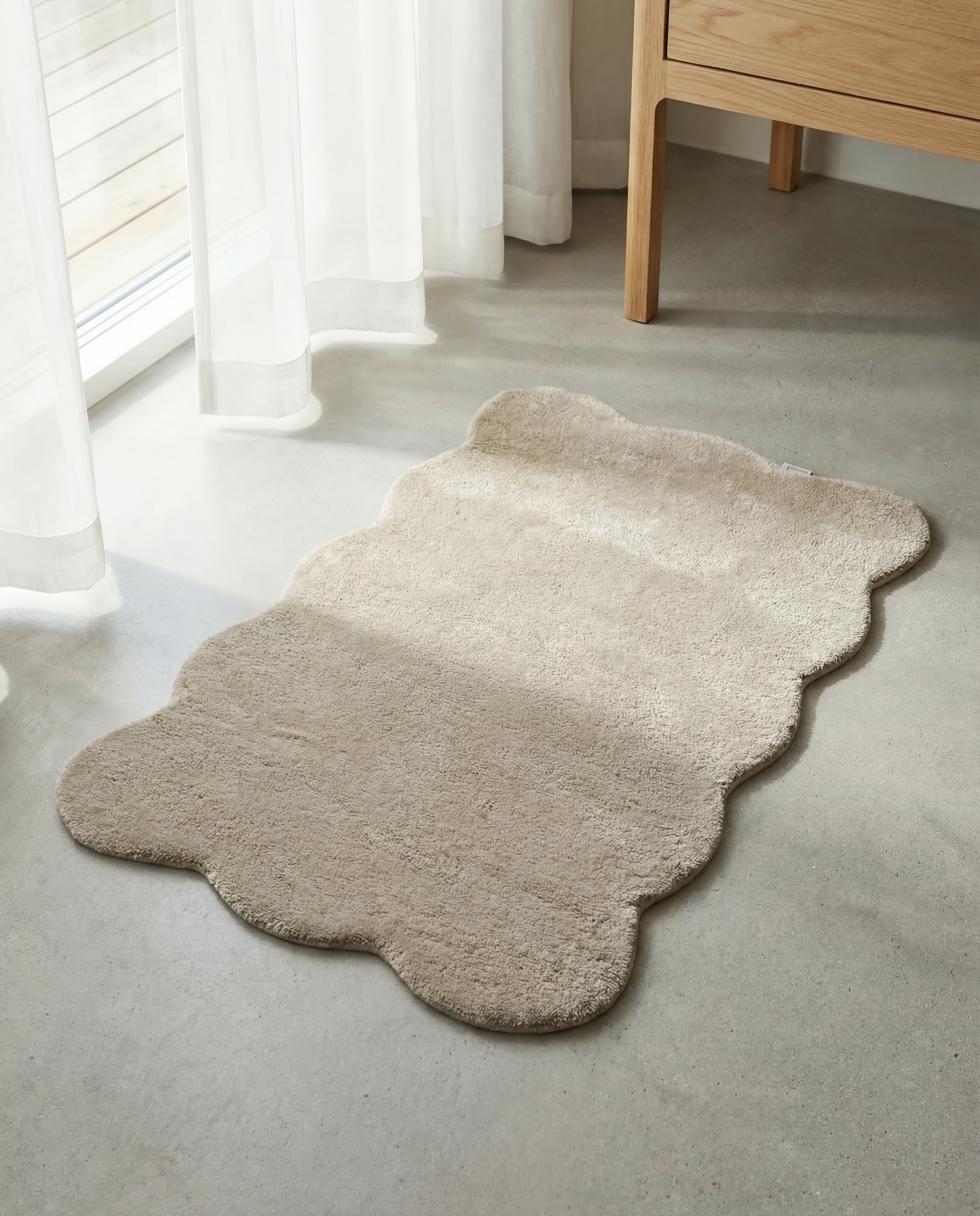 CLAM DOORMAT, WOOL, BEIGE