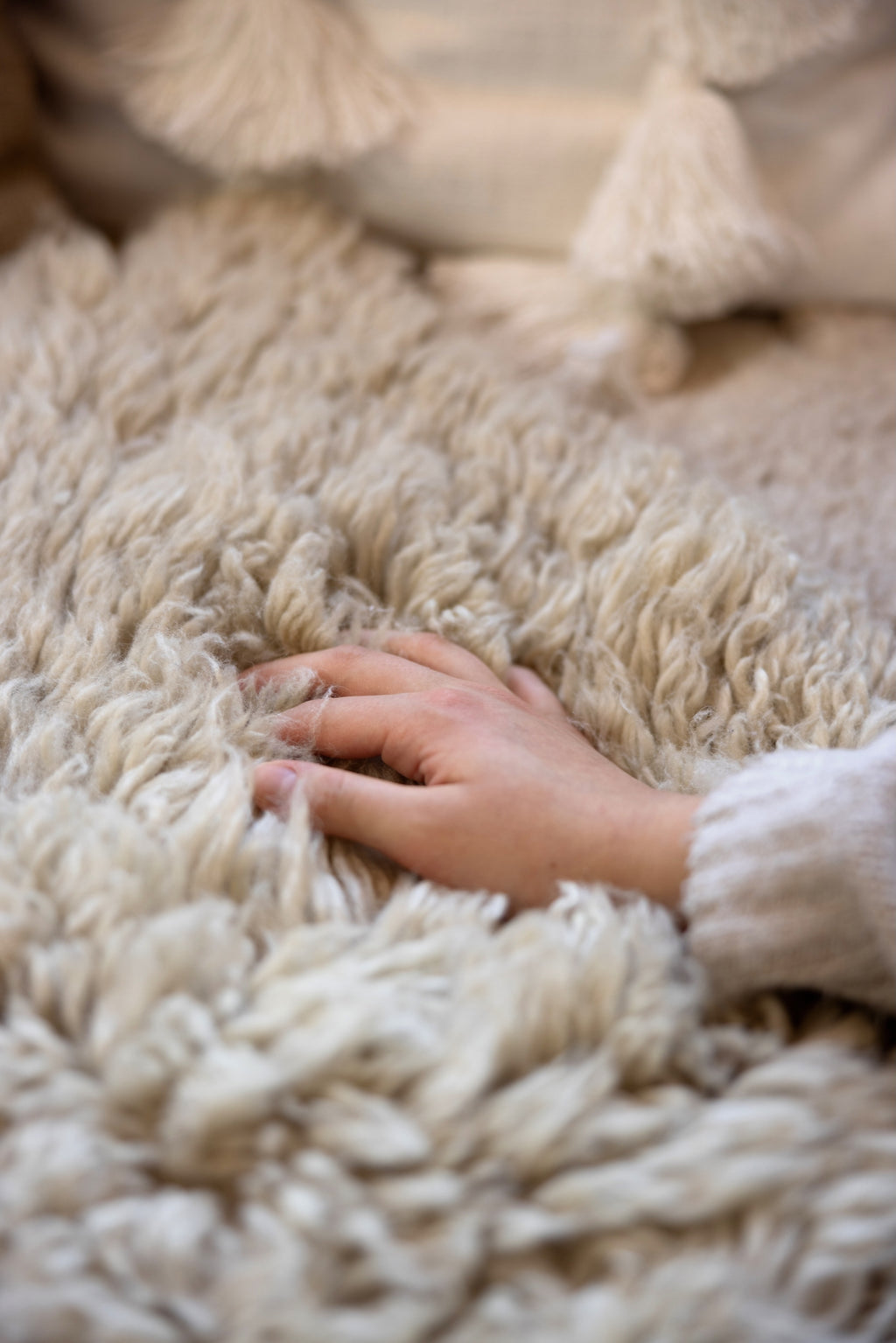 Cloudy Wool Rug, Beige,  Ø 160 cm