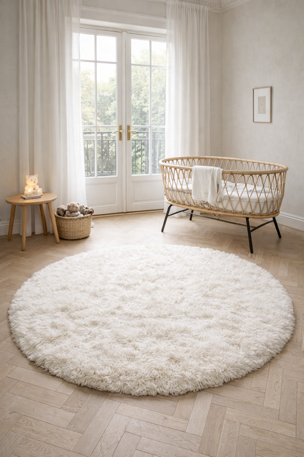 Cloudy Wool Rug, Natural white,  Ø 160 cm