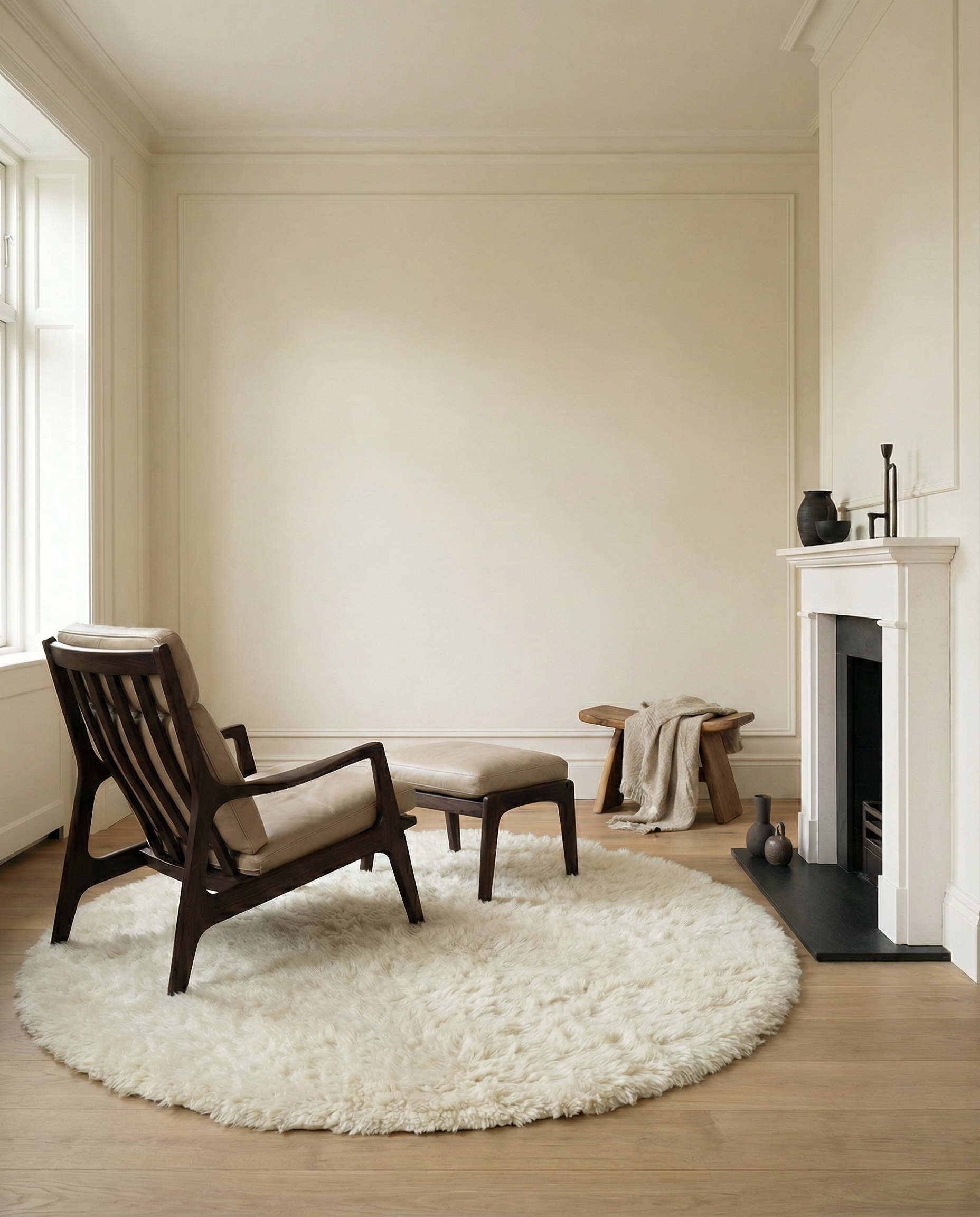 Cloudy Wool Rug, Natural white,  Ø 160 cm
