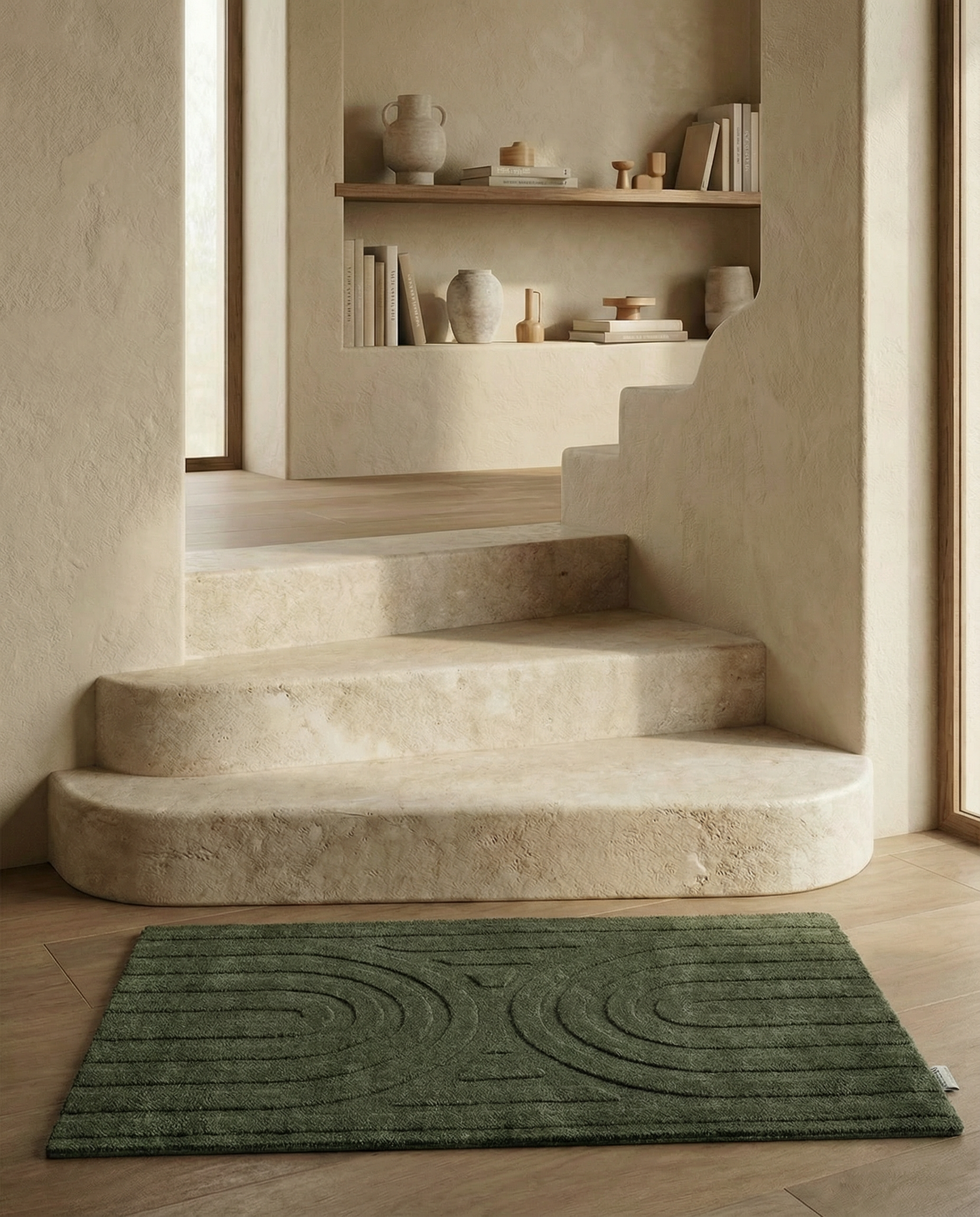 CURVE DOORMAT, WOOL, FOREST GREEN