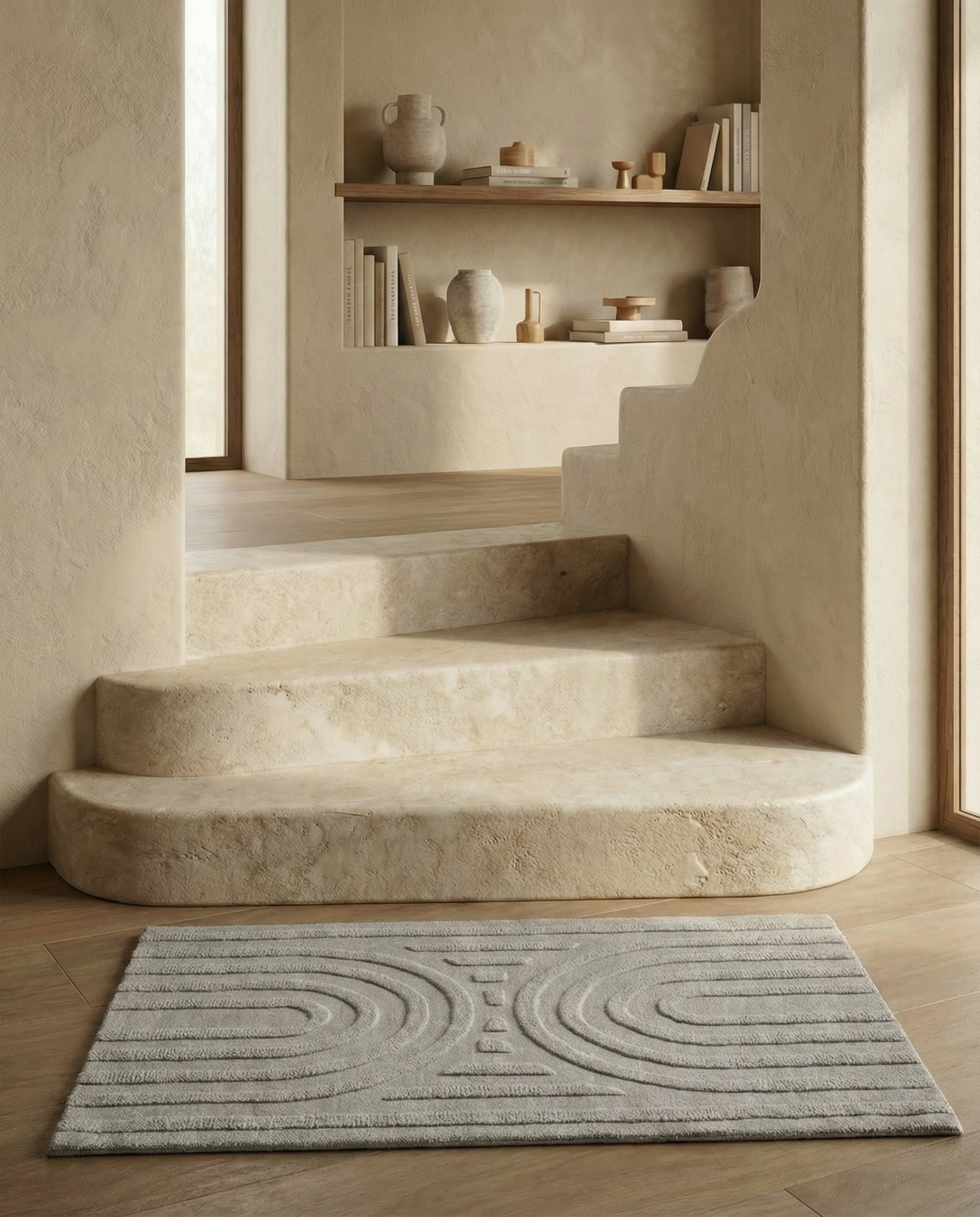 CURVE DOORMAT, WOOL, SILVER