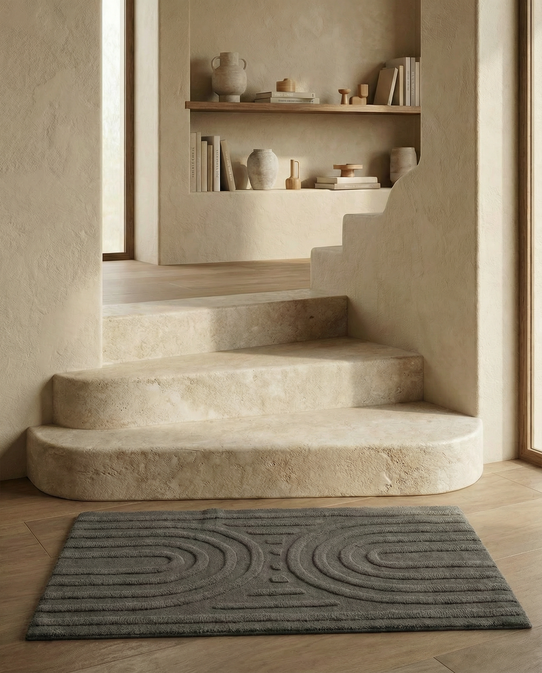 CURVE DOORMAT, WOOL, TITANIUM