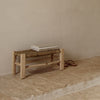 DOUM STOOL DOUBLE H 30, PALM LEAF & WOOD
