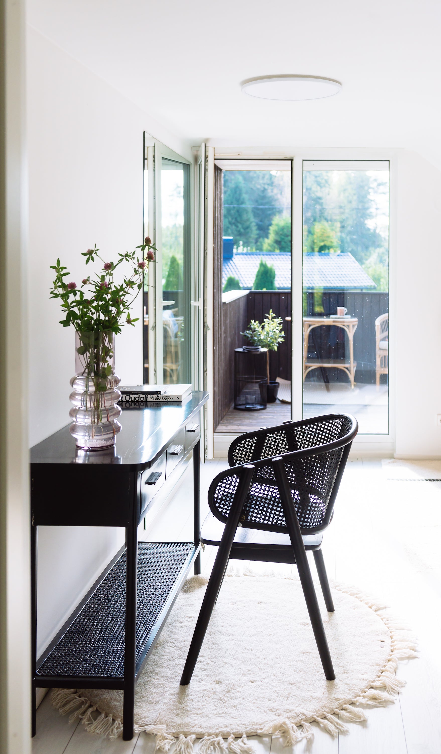 WICKY LUX BLACK chair, wood & rattan
