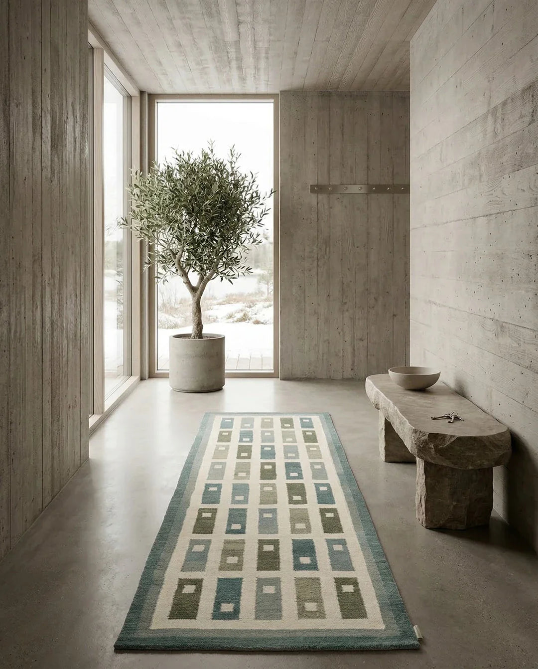 FYRBO RUNNER, WOOL, SEA,  80 x 250