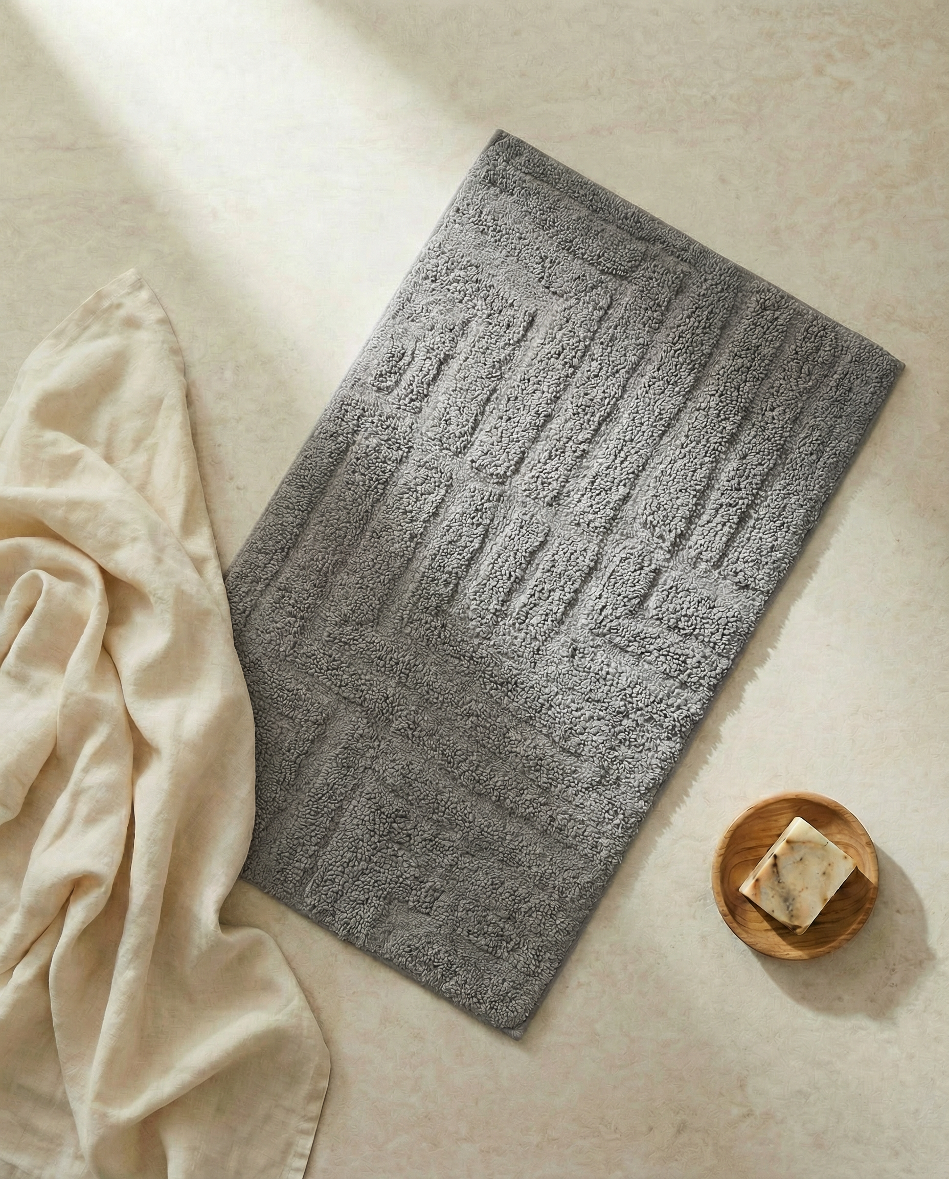 FIELD BATH MAT, COTTON, TITANIUM