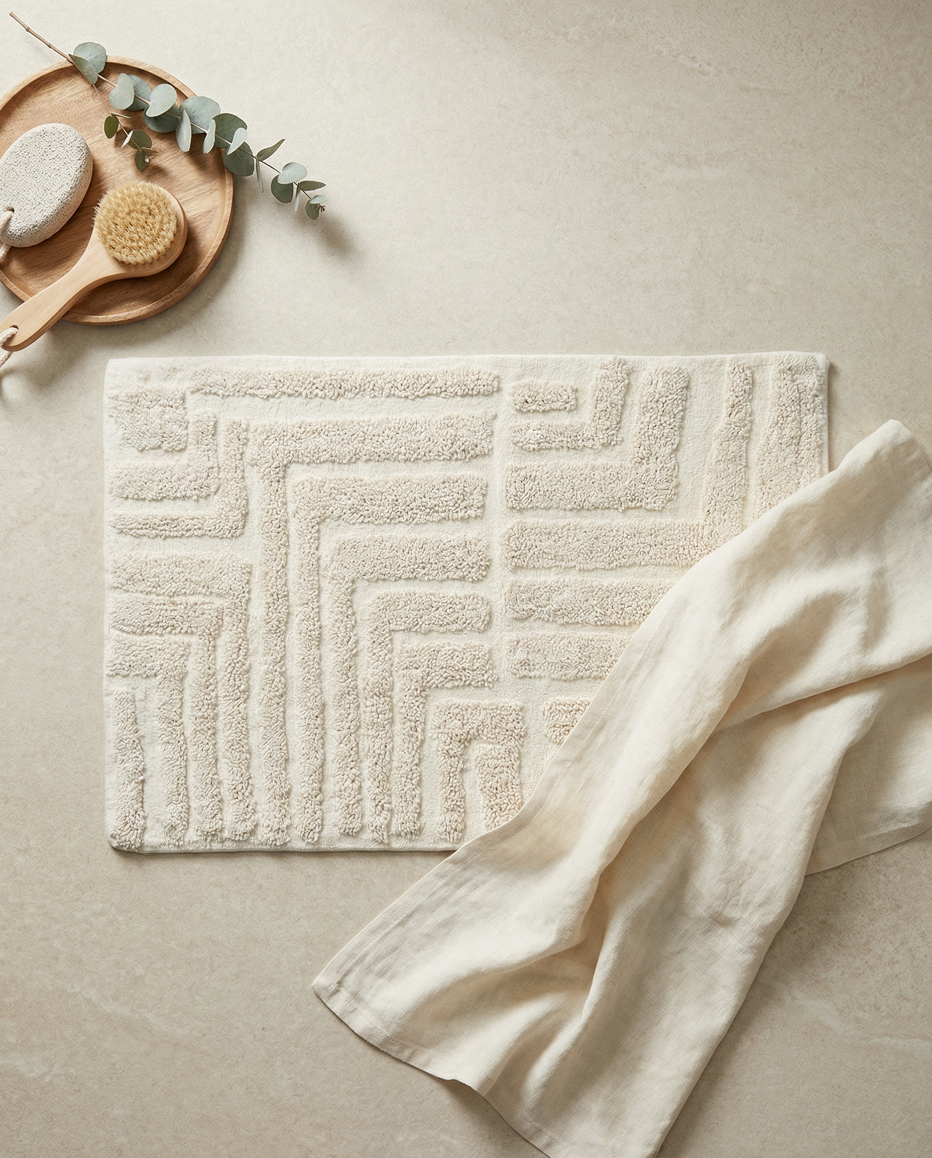 FIELD BATH MAT, COTTON, IVORY
