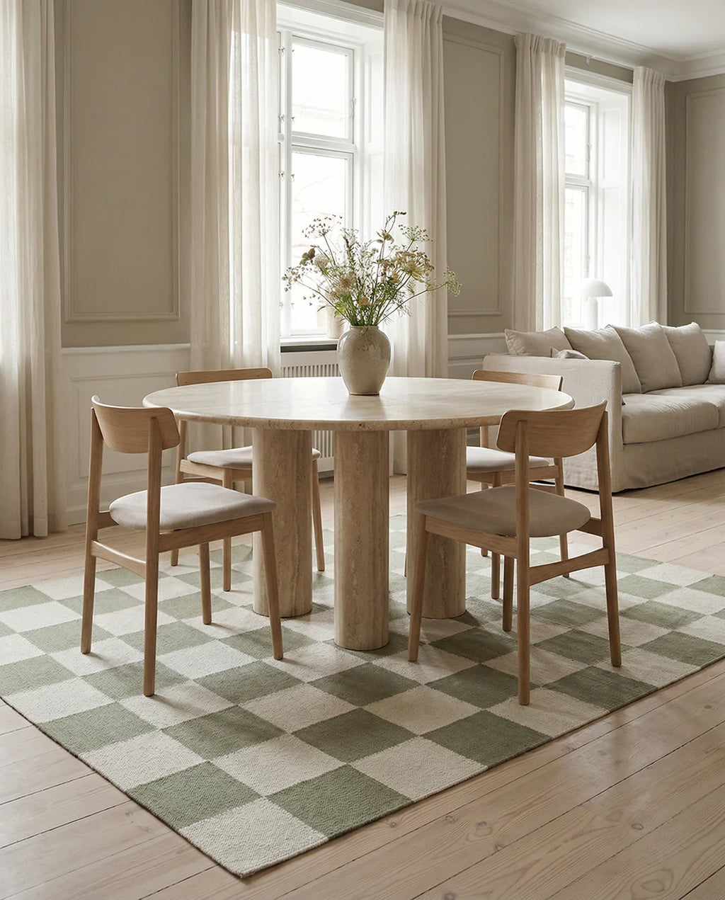 SQUARE WOOL RUG, GREEN, MANY SIZE