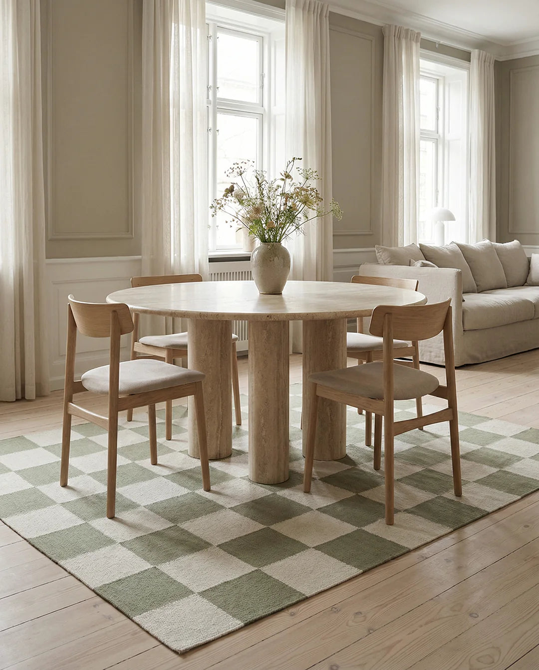 SQUARE WOOL RUG, GREEN, MANY SIZE