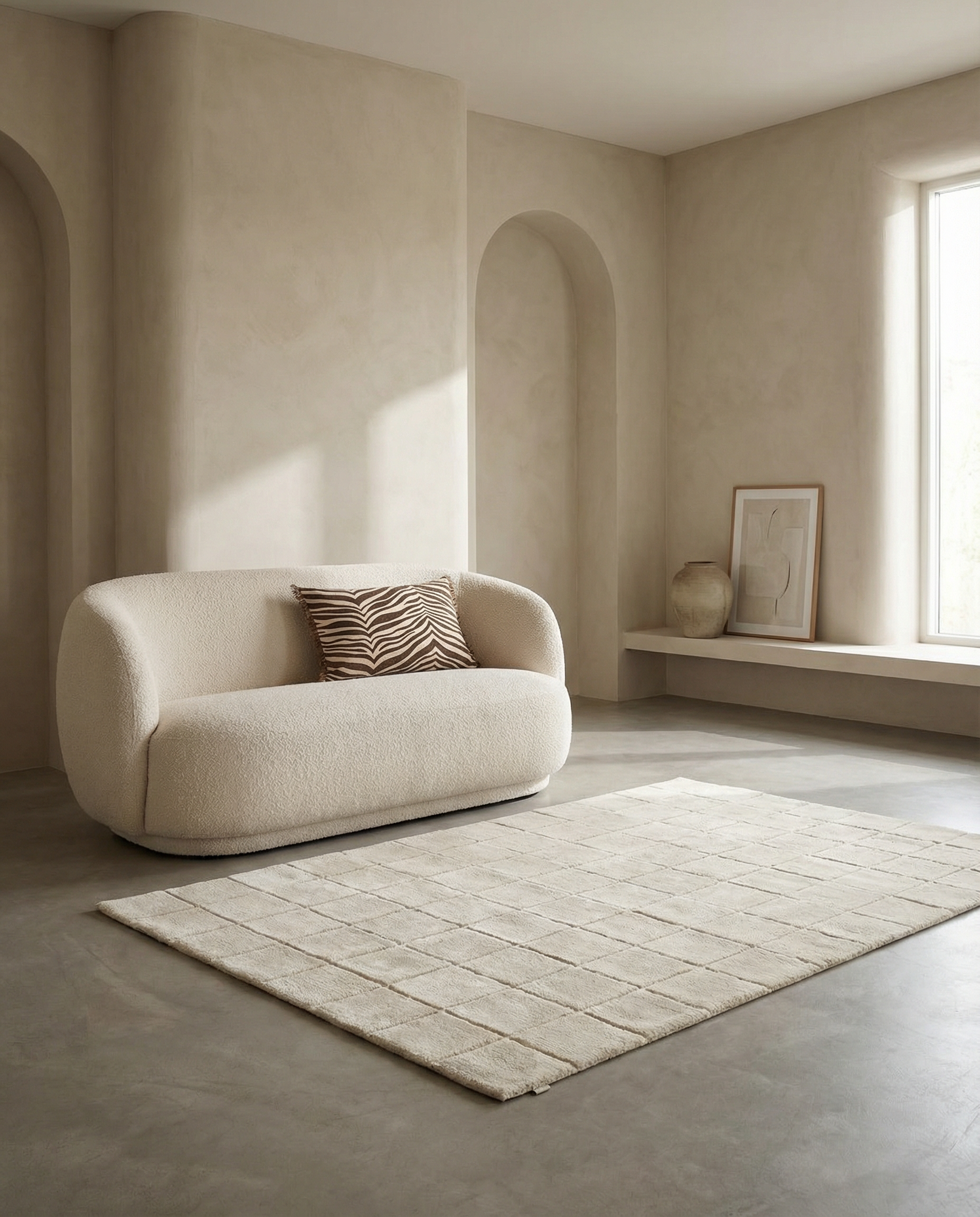 GRID WOOL RUG IVORY, MANY SIZE