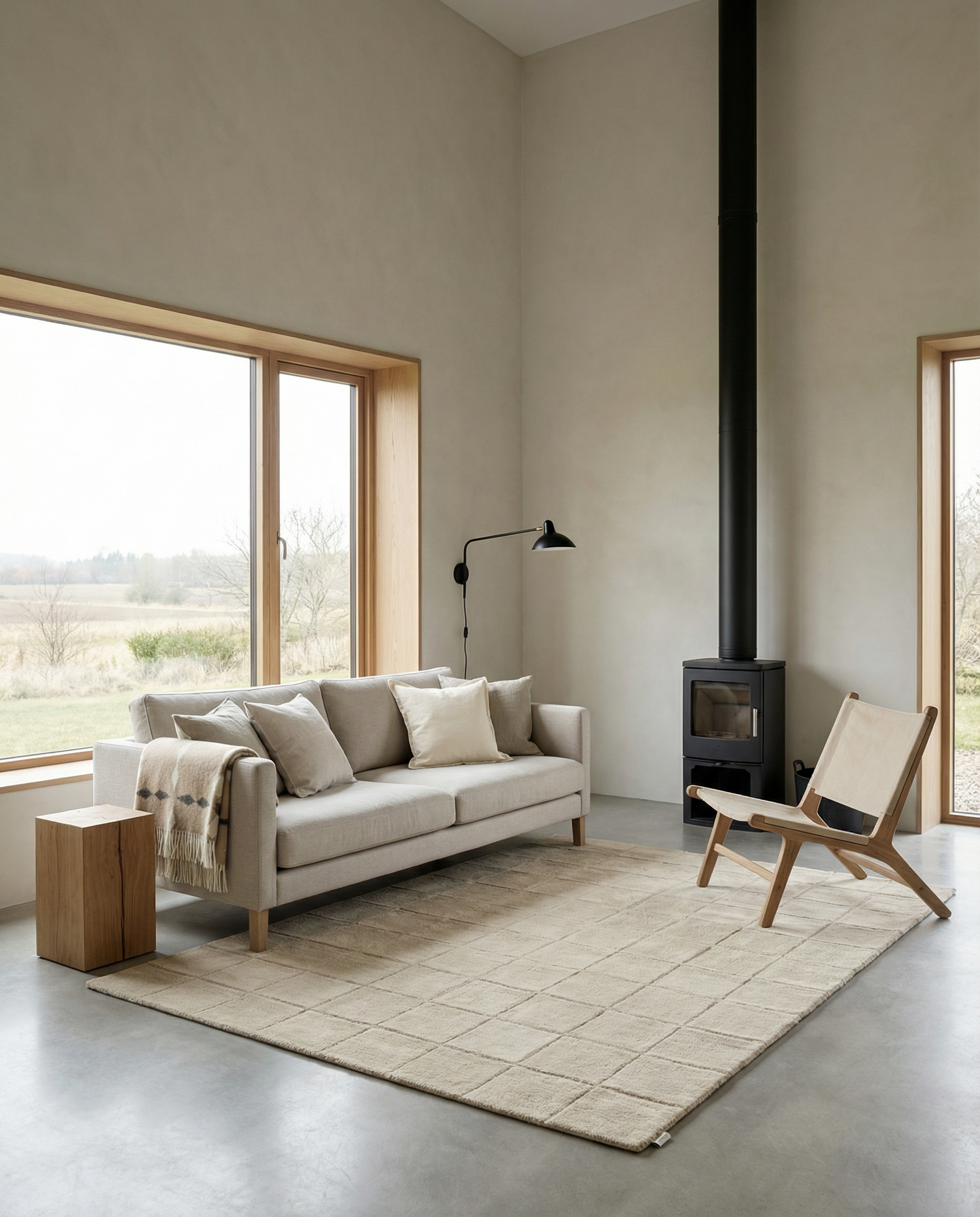 GRID WOOL RUG IVORY, MANY SIZE