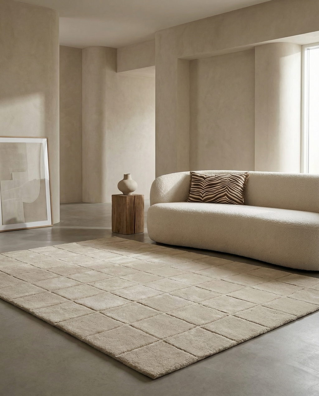 GRID WOOL RUG IVORY, MANY SIZE
