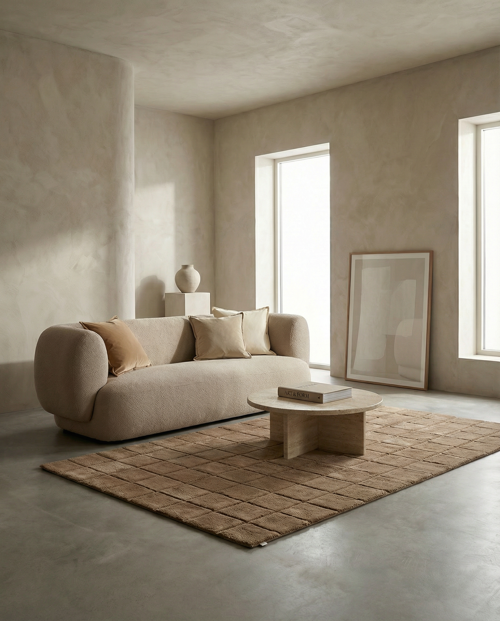 GRID WOOL RUG WHEAT, MANY SIZE