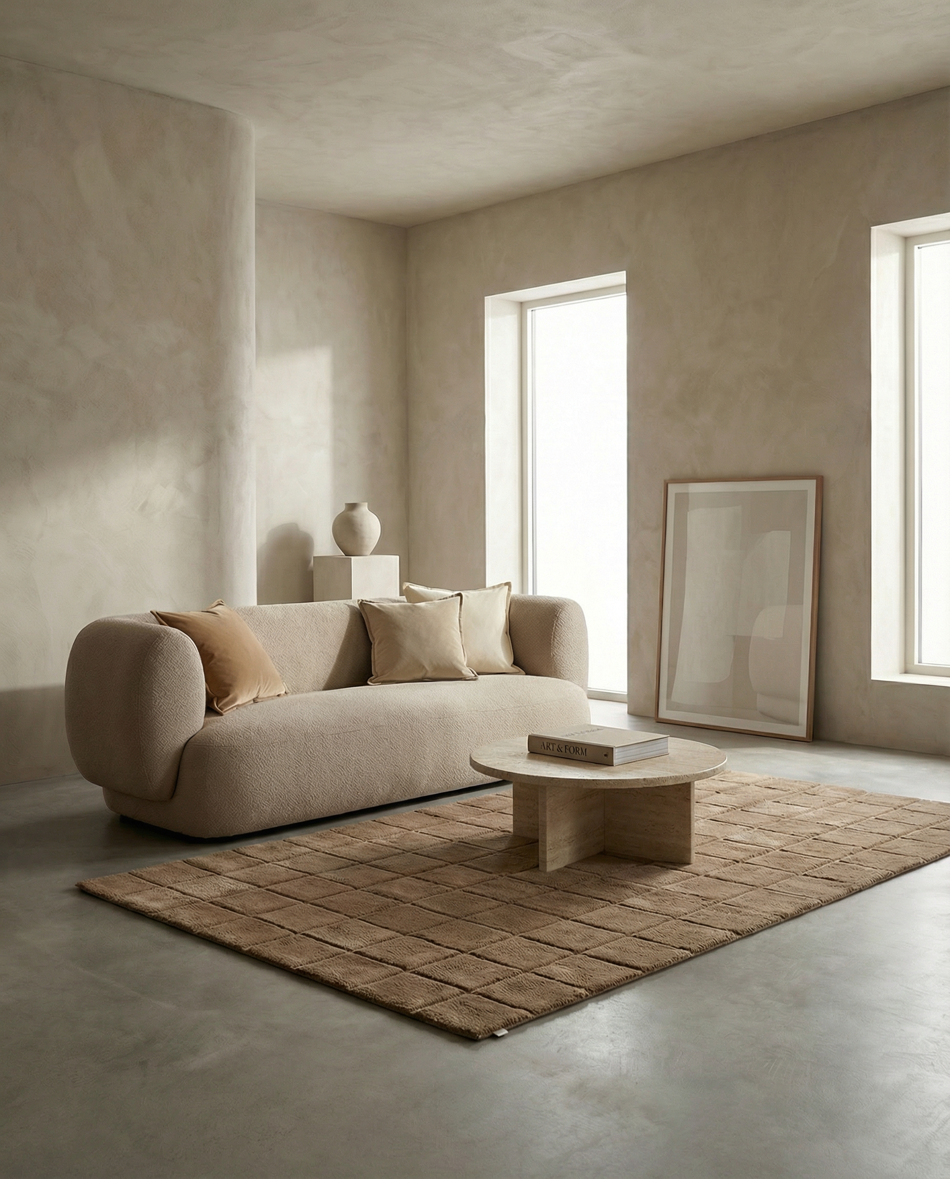 GRID WOOL RUG WHEAT, MANY SIZE