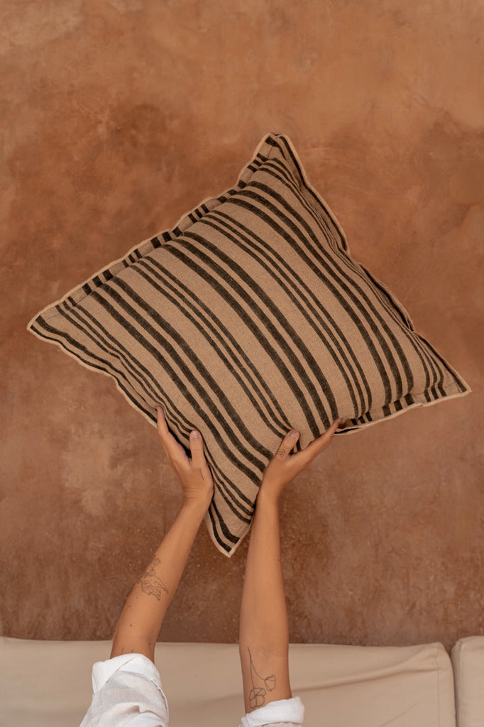 The Nordic Stripe Cushion Cover - Natural Black - 50x50