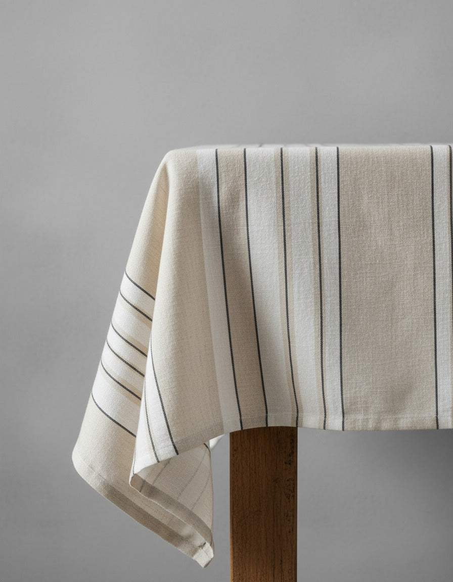 The Tablecloth Provence - Natural Black White - 150 x 250 CM