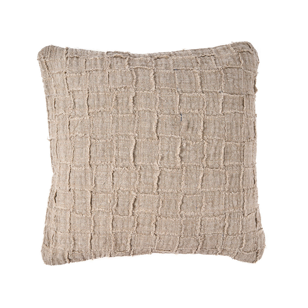 The Linen Damier Cushion Cover - Natural, 50 x 50 cm