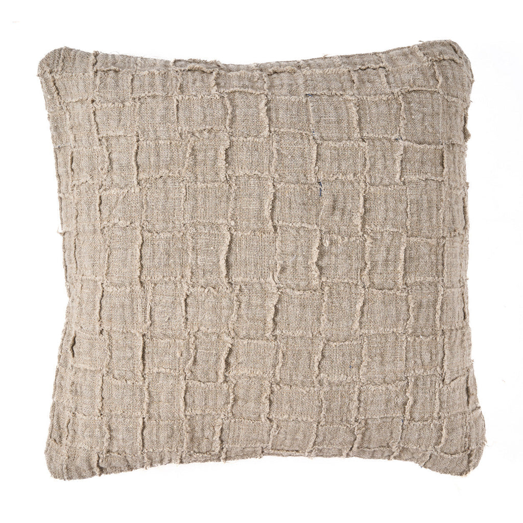 The Linen Damier Cushion Cover - Natural, 50 x 50 cm