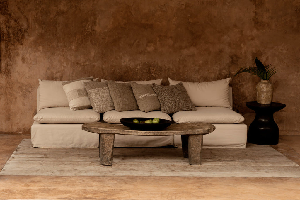 The Linen Damier Cushion Cover - Natural, 50 x 50 cm