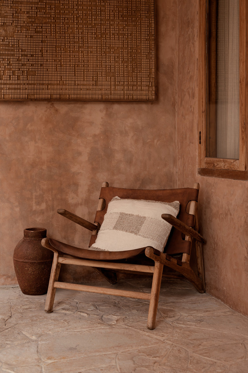 The Linen Threads Cushion Cover - White Natural, 50 x 50 cm