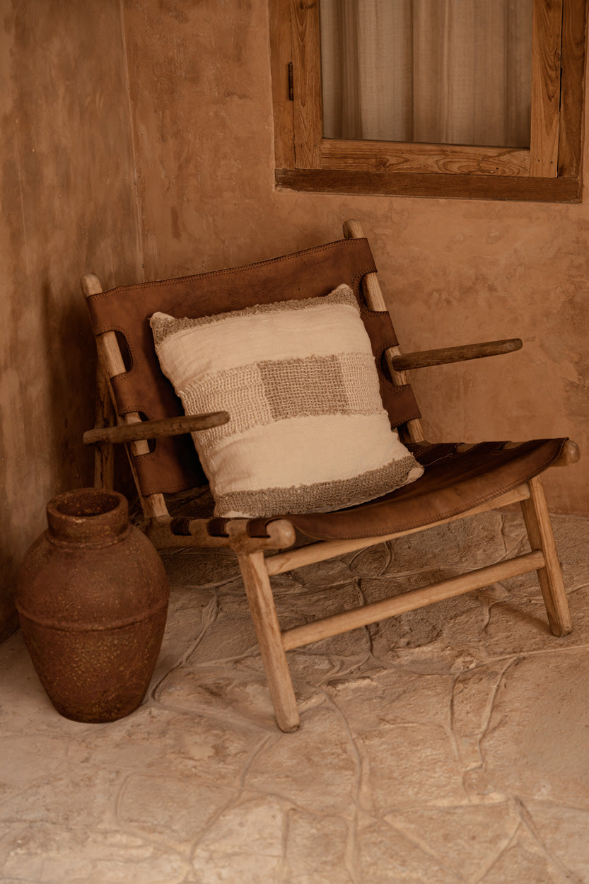 The Linen Threads Cushion Cover - White Natural, 50 x 50 cm