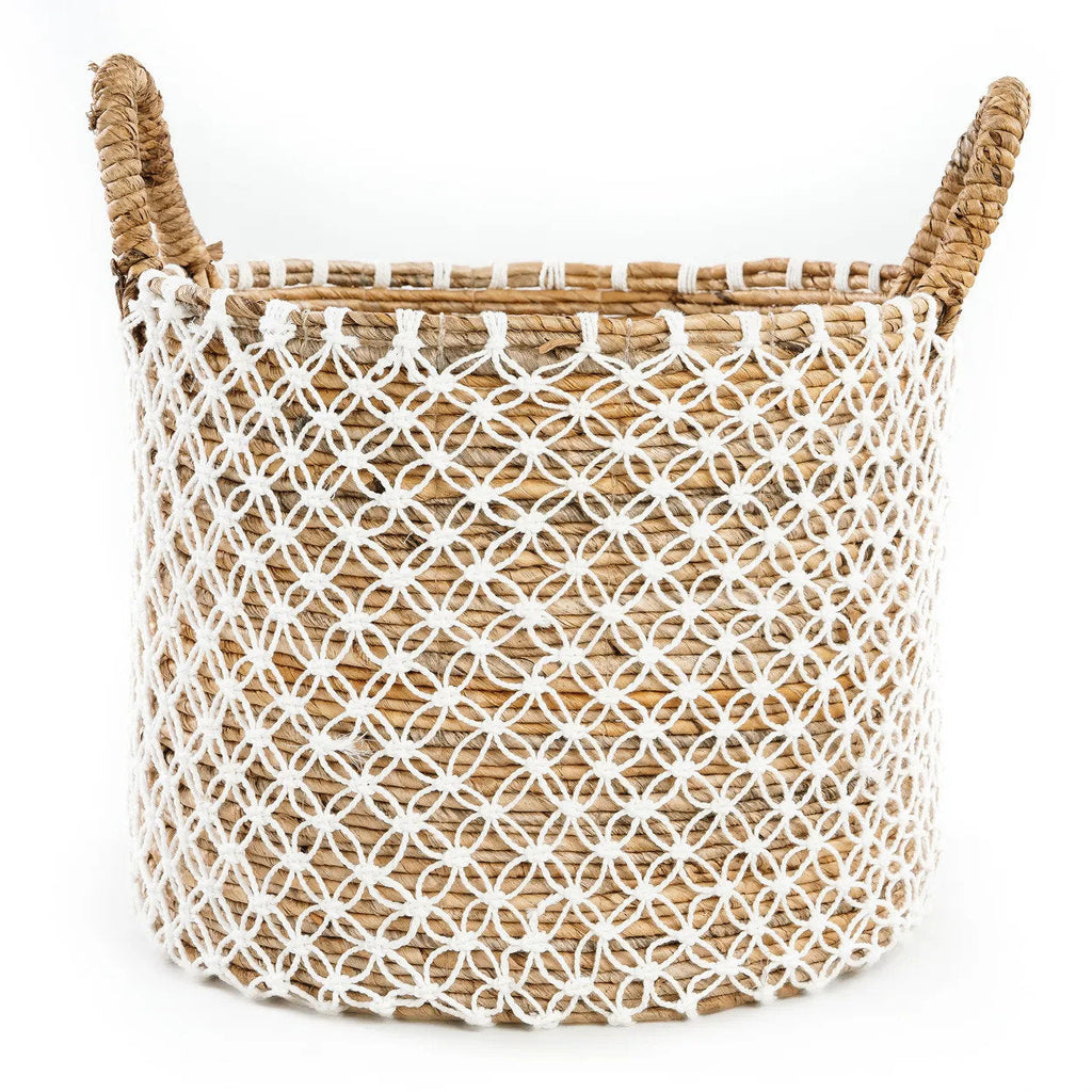 Crossed Stitched Macrame Basket - 40 x 40, H 31 CM