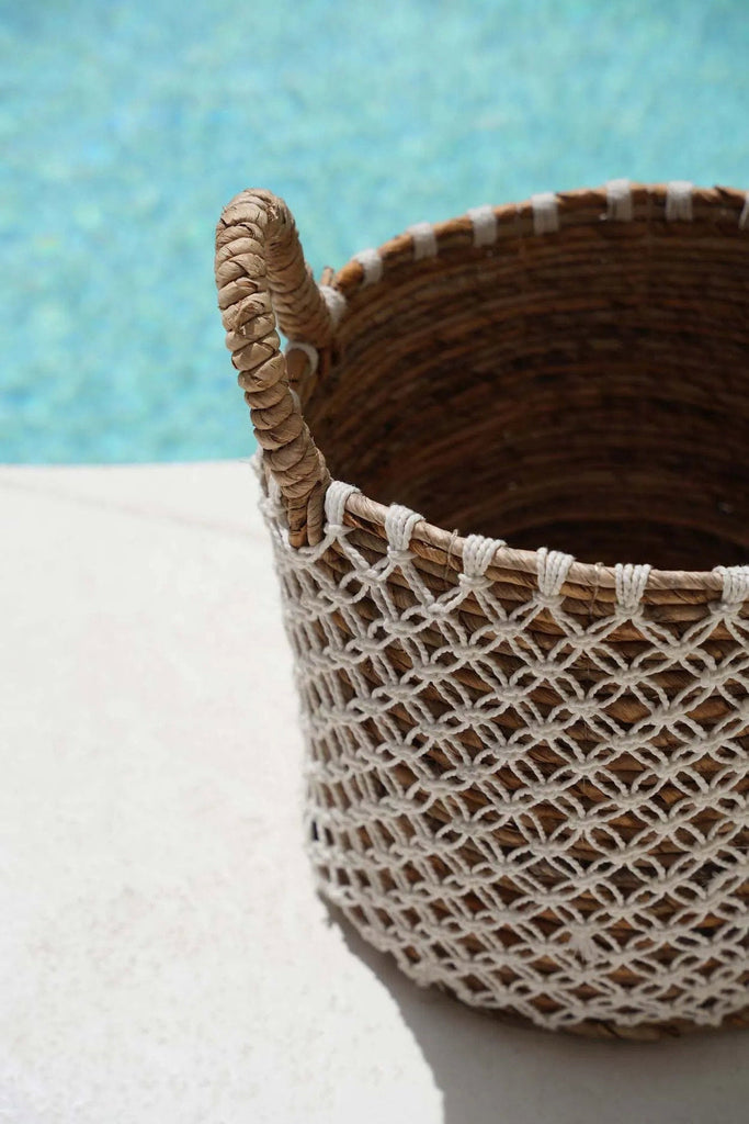 Crossed Stitched Macrame Basket - 40 x 40, H 31 CM