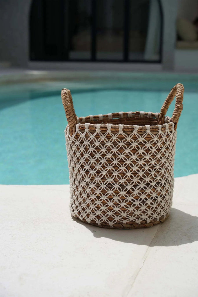Crossed Stitched Macrame Basket - 40 x 40, H 31 CM