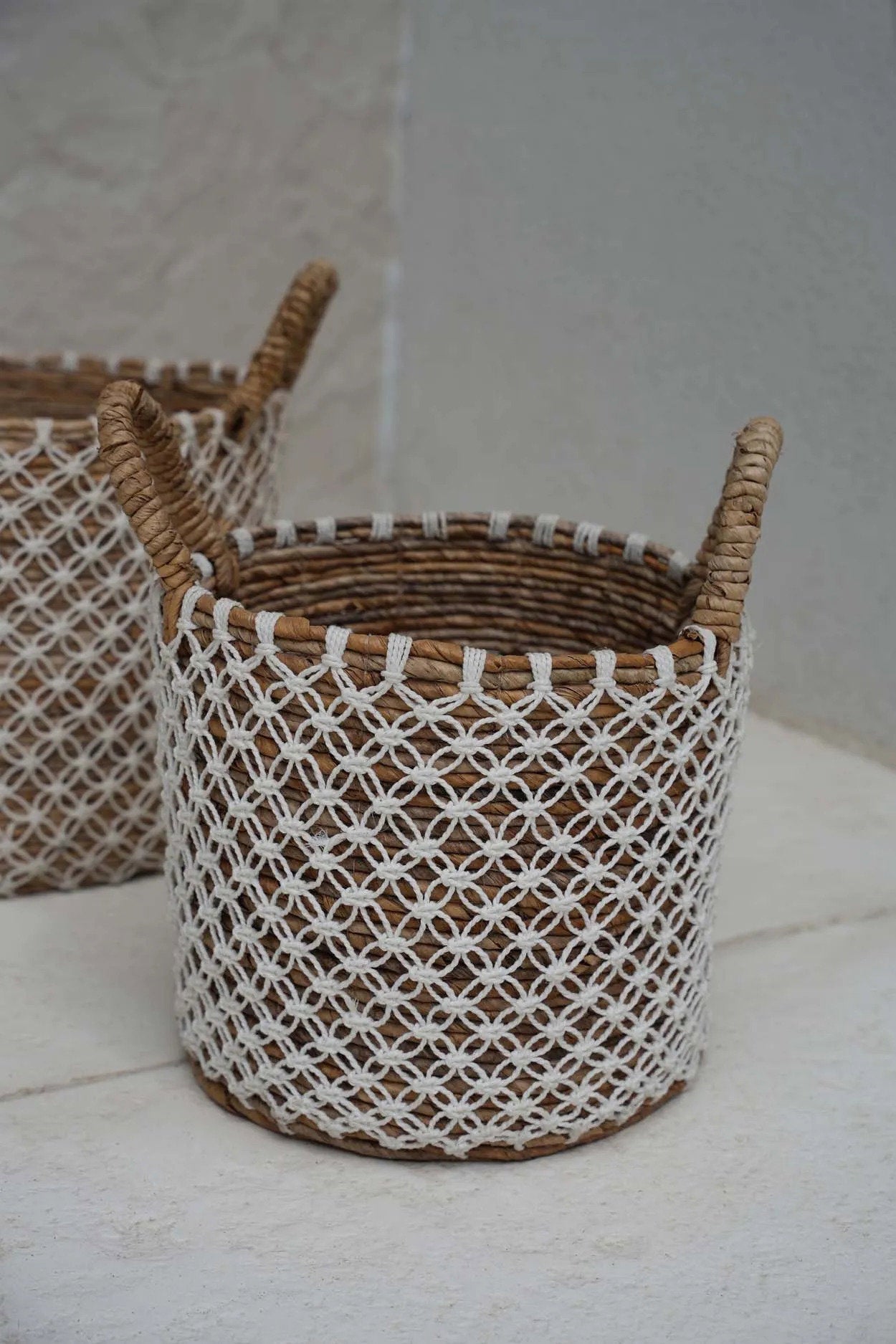 Crossed Stitched Macrame Basket - S, D 29 CM