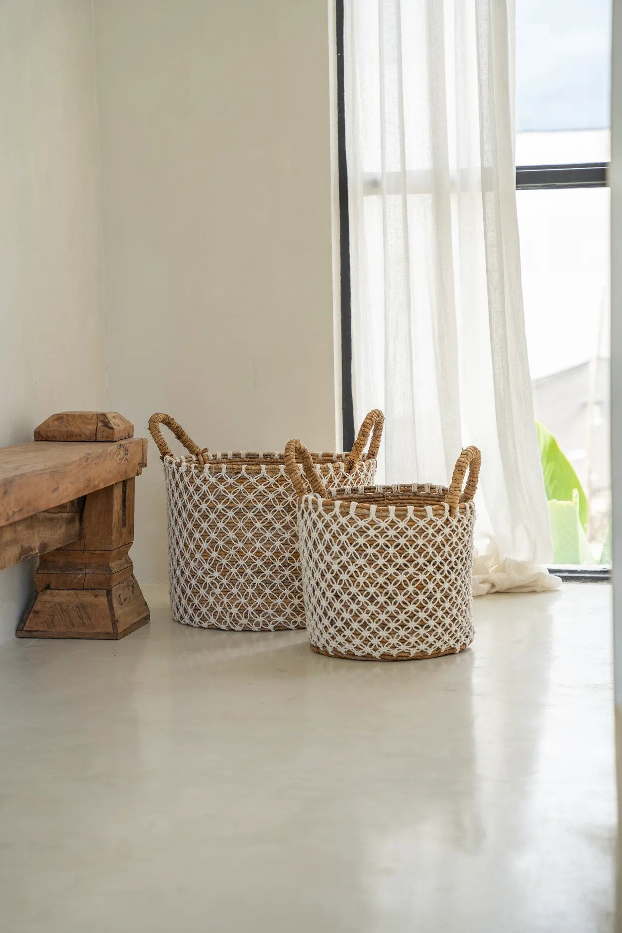 Crossed Stitched Macrame Basket - S, D 29 CM