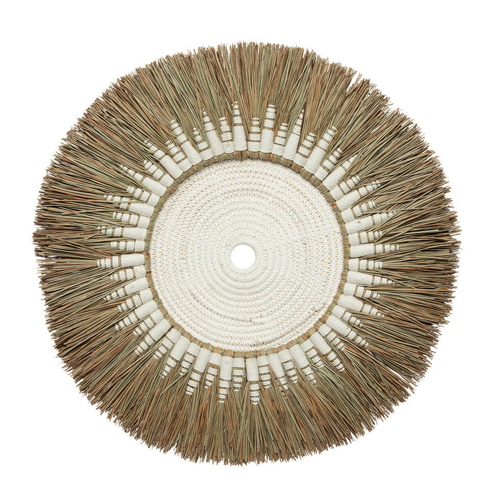 Raffia Macramé Wall Deco - White Natural, Ø 60 cm