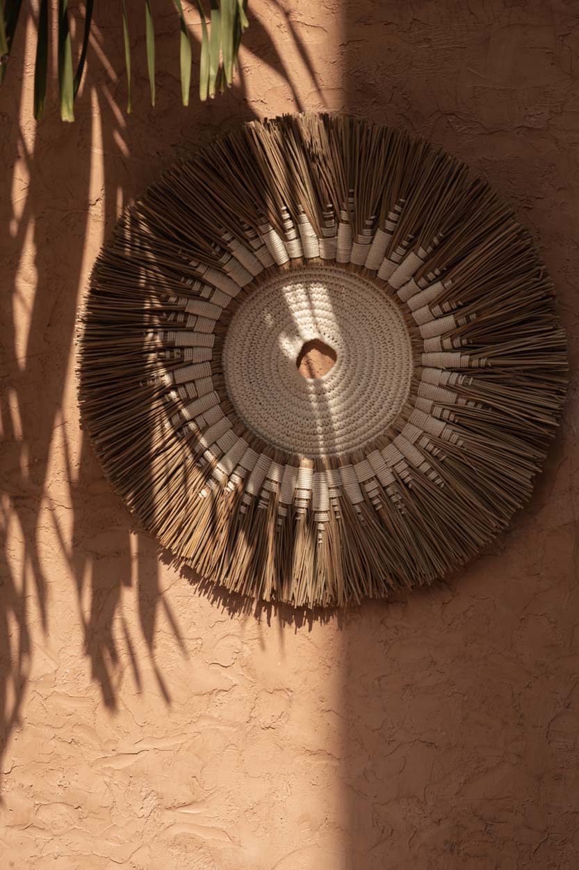 Raffia Macramé Wall Deco - White Natural, Ø 60 cm