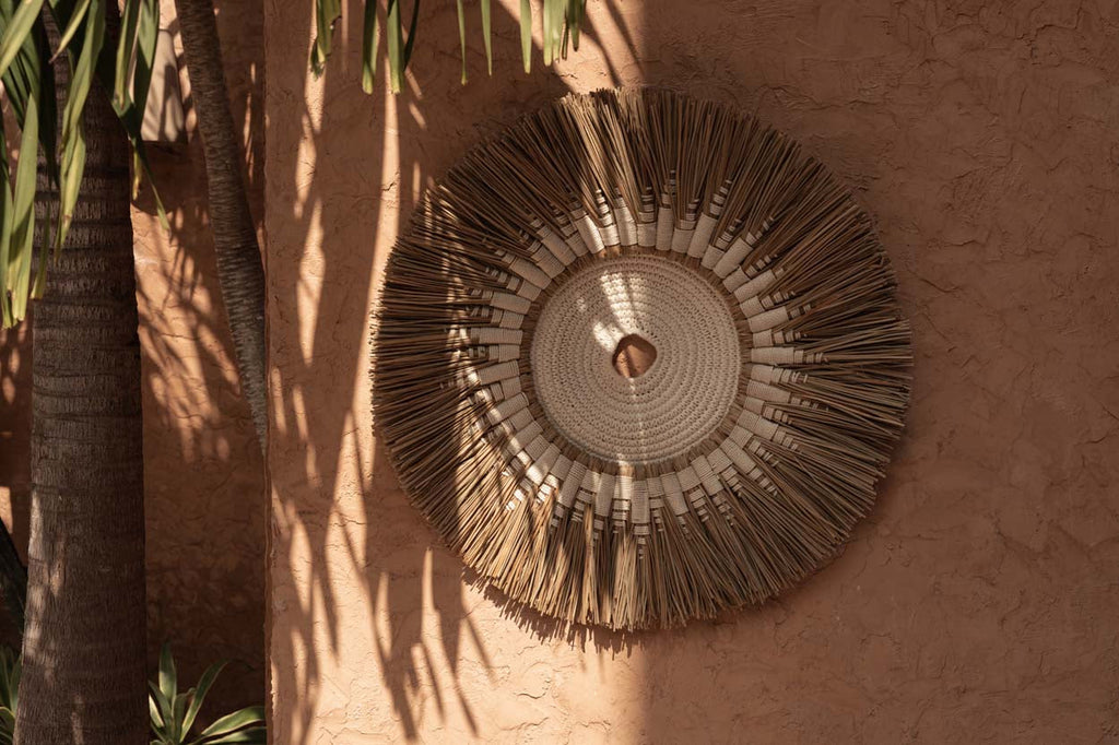 Raffia Macramé Wall Deco - White Natural, Ø 60 cm