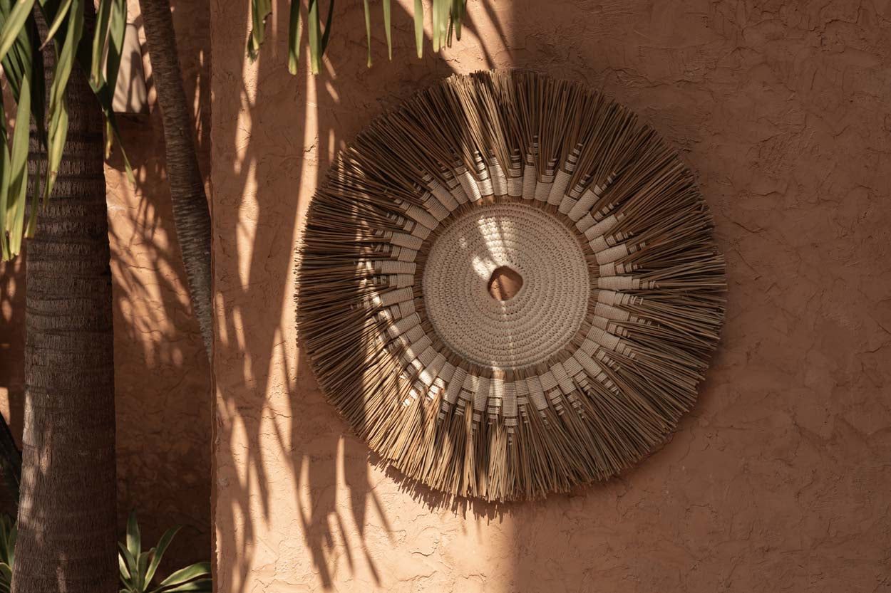 Raffia Macramé Wall Deco - White Natural, Ø 60 cm