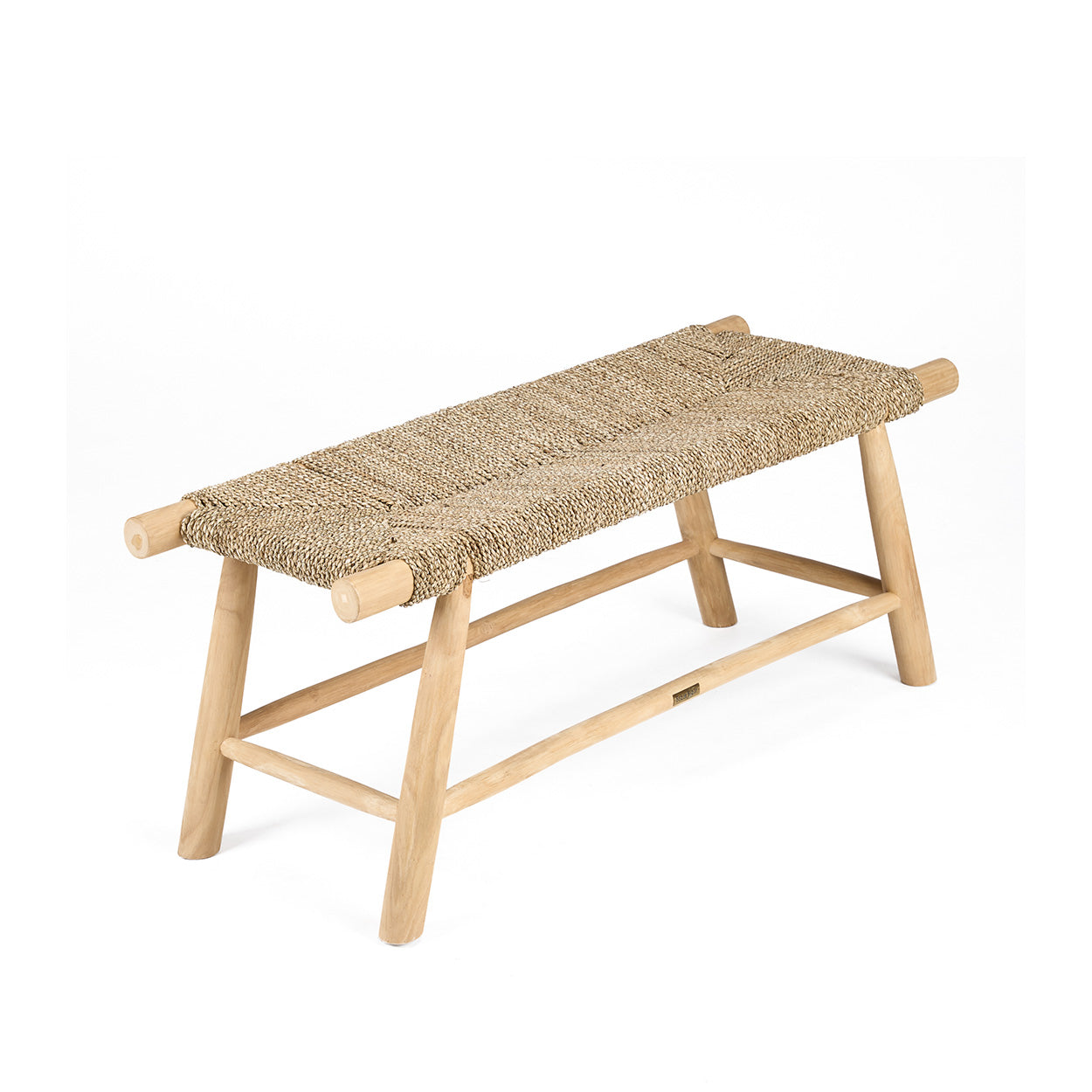 The Porto Seagrass Bench - Teak Wood, Natural - W 110 cm