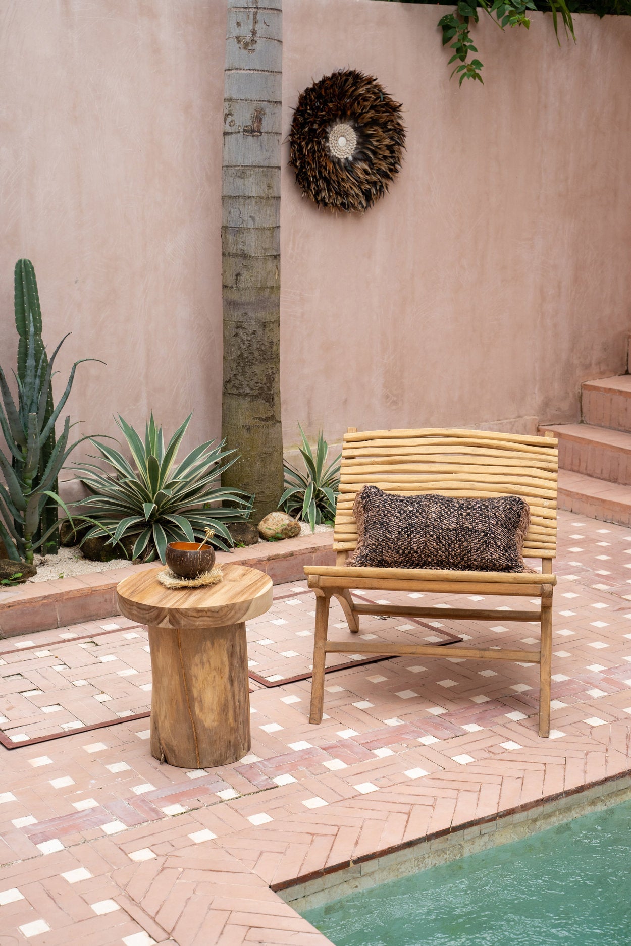 The Inti Side Table - Natural, Teak, Ø 30 cm