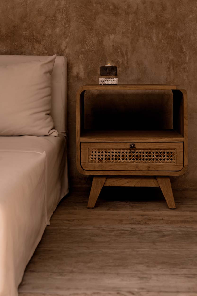Nightstand The Breeze, Teak wood, - Natural