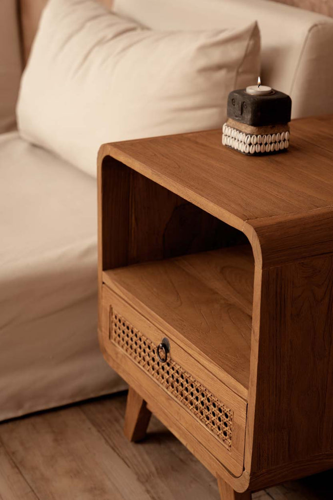 Nightstand The Breeze, Teak wood, - Natural