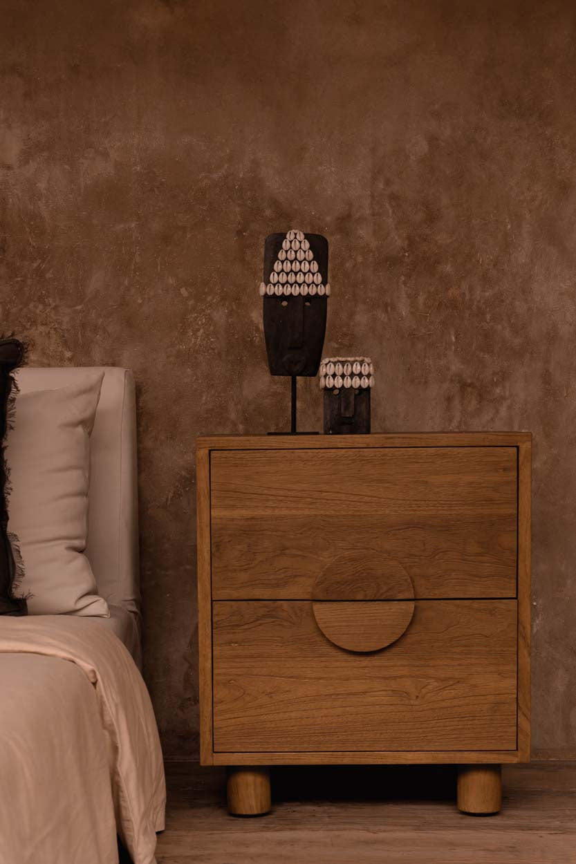 Nightstand Eclipse, Teak wood, Natural