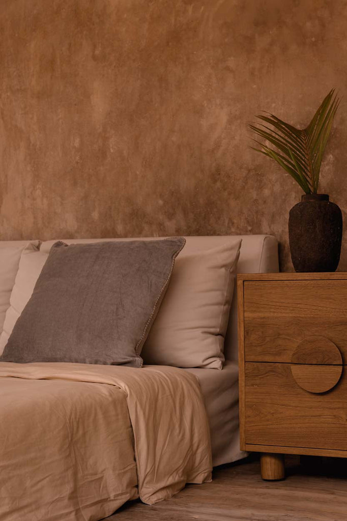 Nightstand Eclipse, Teak wood, Natural