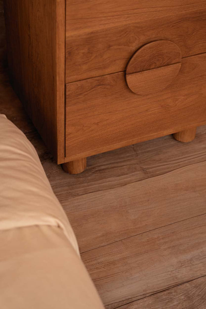 Nightstand Eclipse, Teak wood, Natural